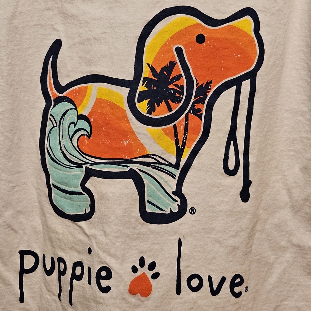 Puppie Love White Beach Surf Waves Long Sleeve T Shirt - Picture 5 of 5